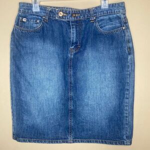 Vintage‎ Y2K Tommy Hilfiger Women's Denim Blue Knee Length Skirt Size 10
